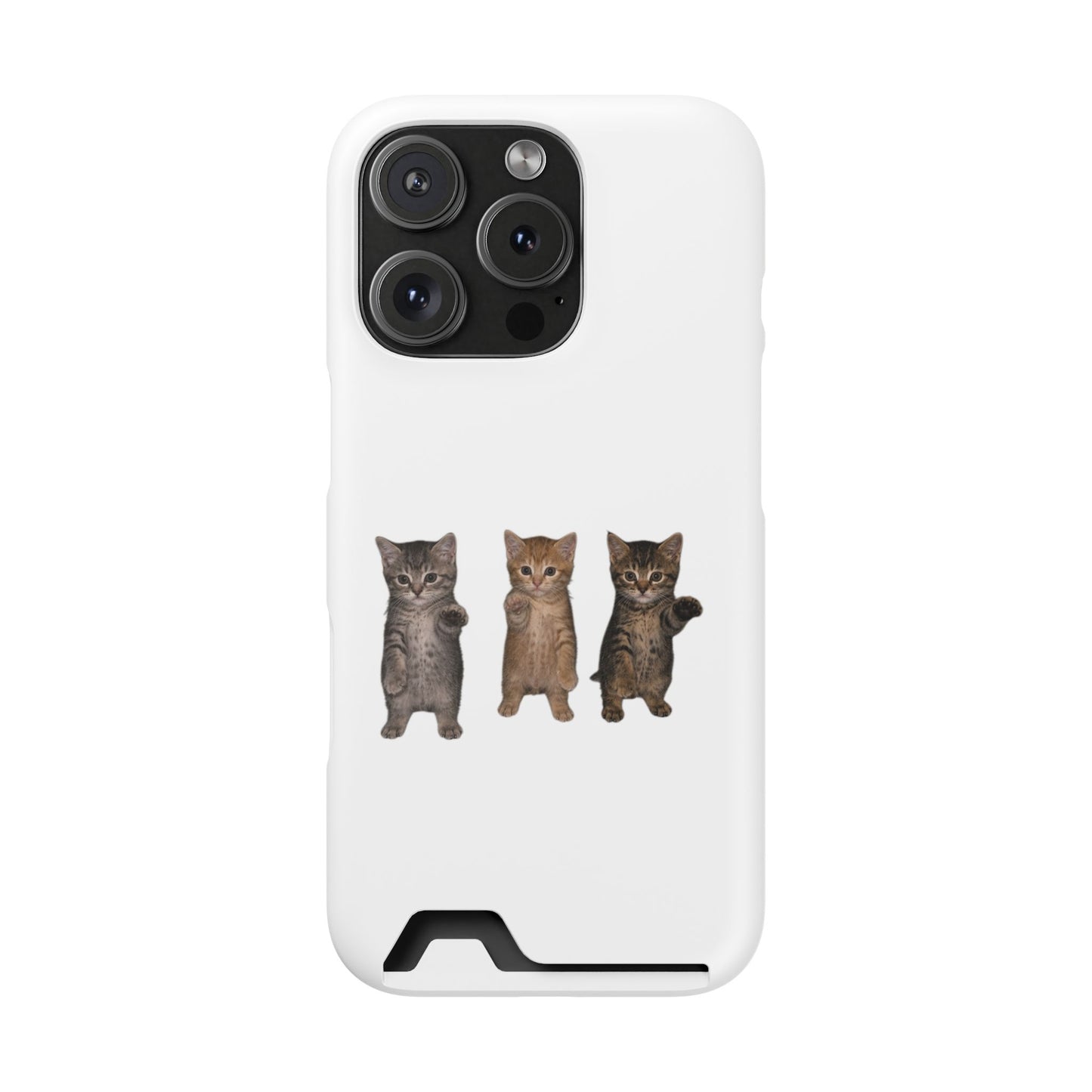 Cute Trio Kittens Phone Case with Card Holder