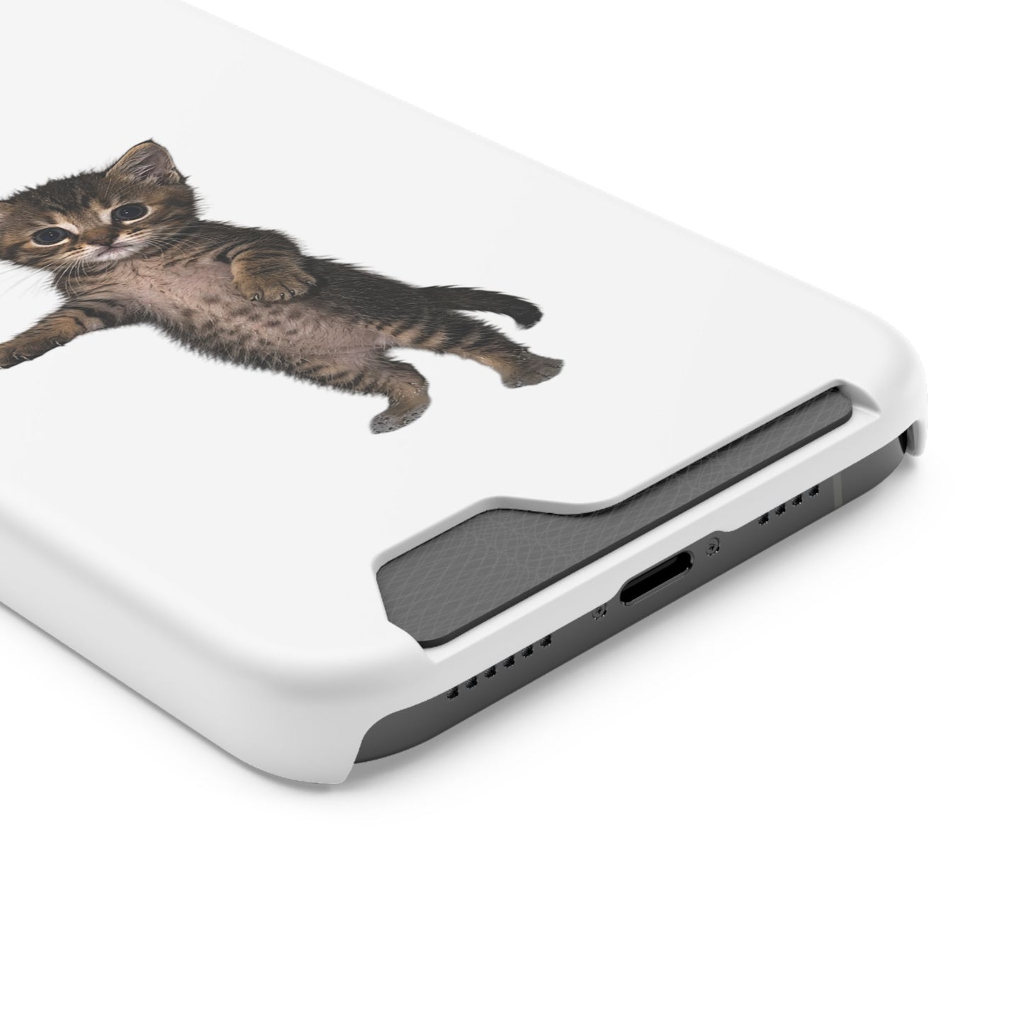 Cute Standing Kitten Phone Case with Card Holder
