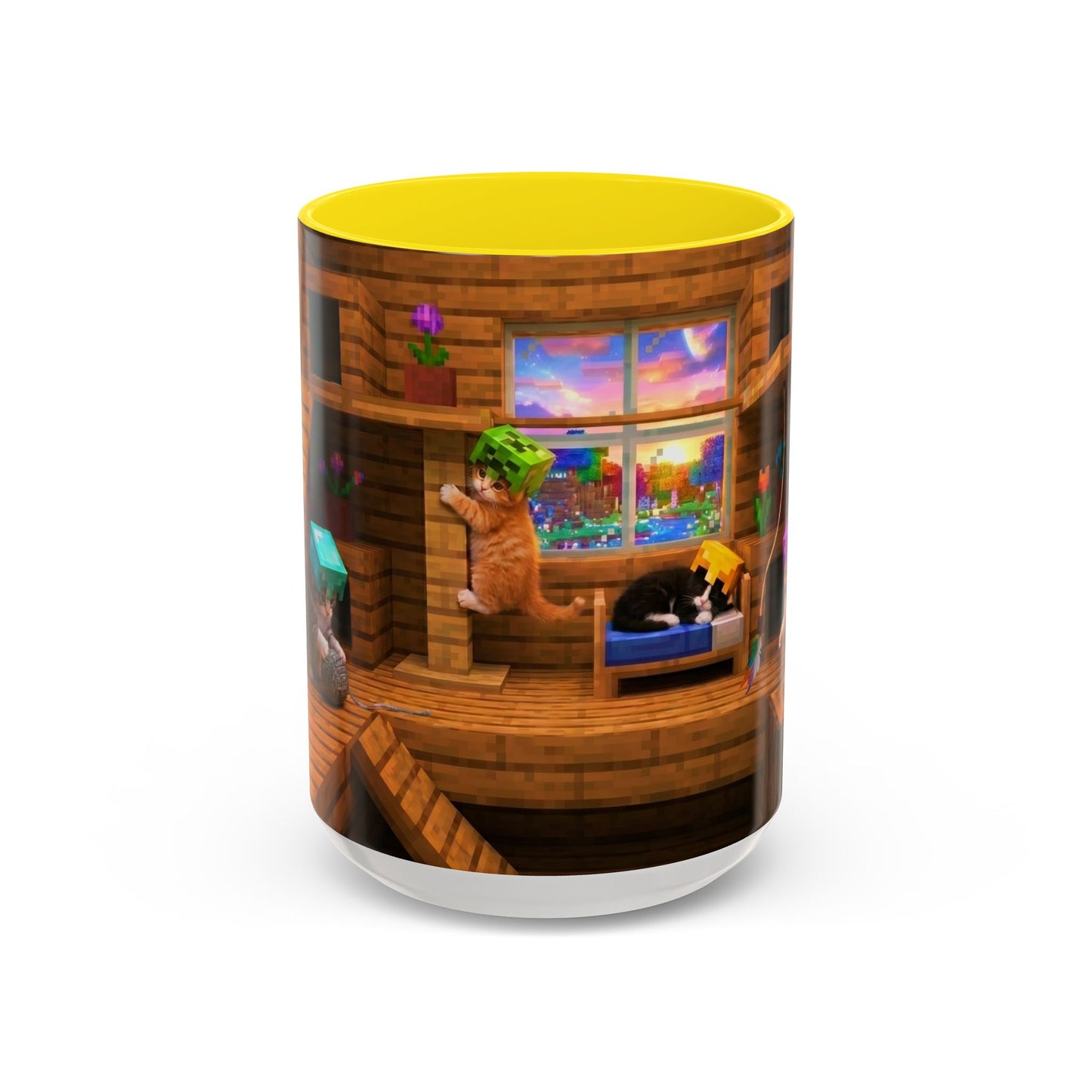 Cozy Cat Tree Accent Coffee Mug — Cute Kitten Window Scene (11/15 oz)