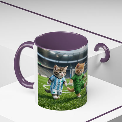 Soccer Kittens Accent Coffee Mug — Cute Cat Soccer Players 11/15oz