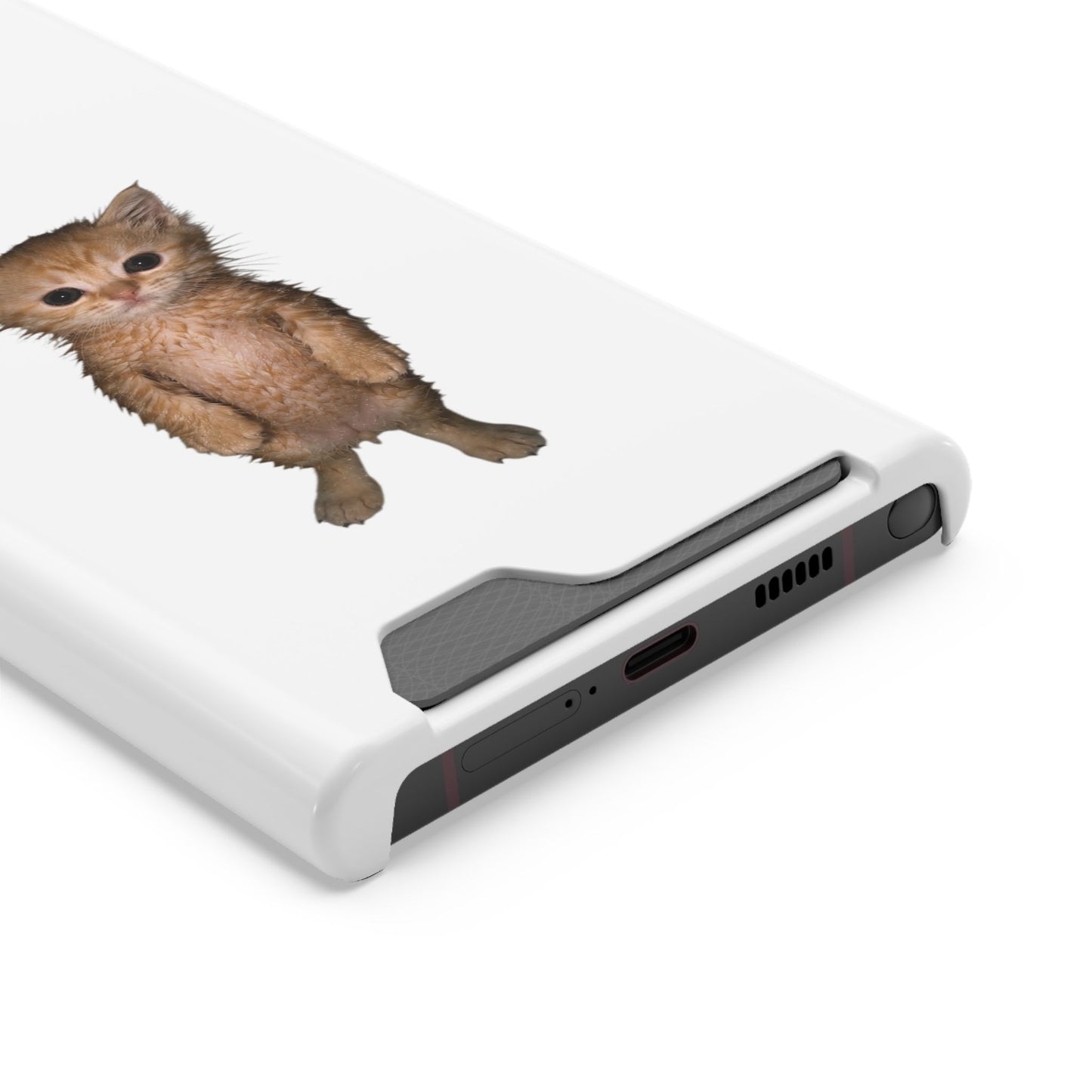 Cute Standing Kitten Phone Case with Card Holder