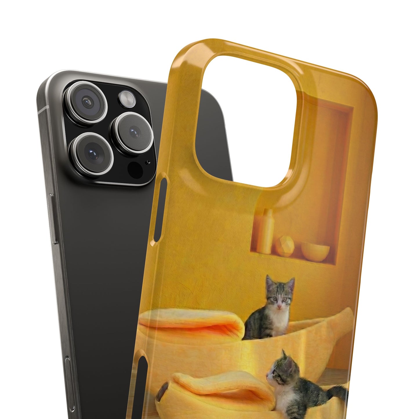 Cat Cozy Phone Case – Cute Kittens in Yellow Living Room Snap Case