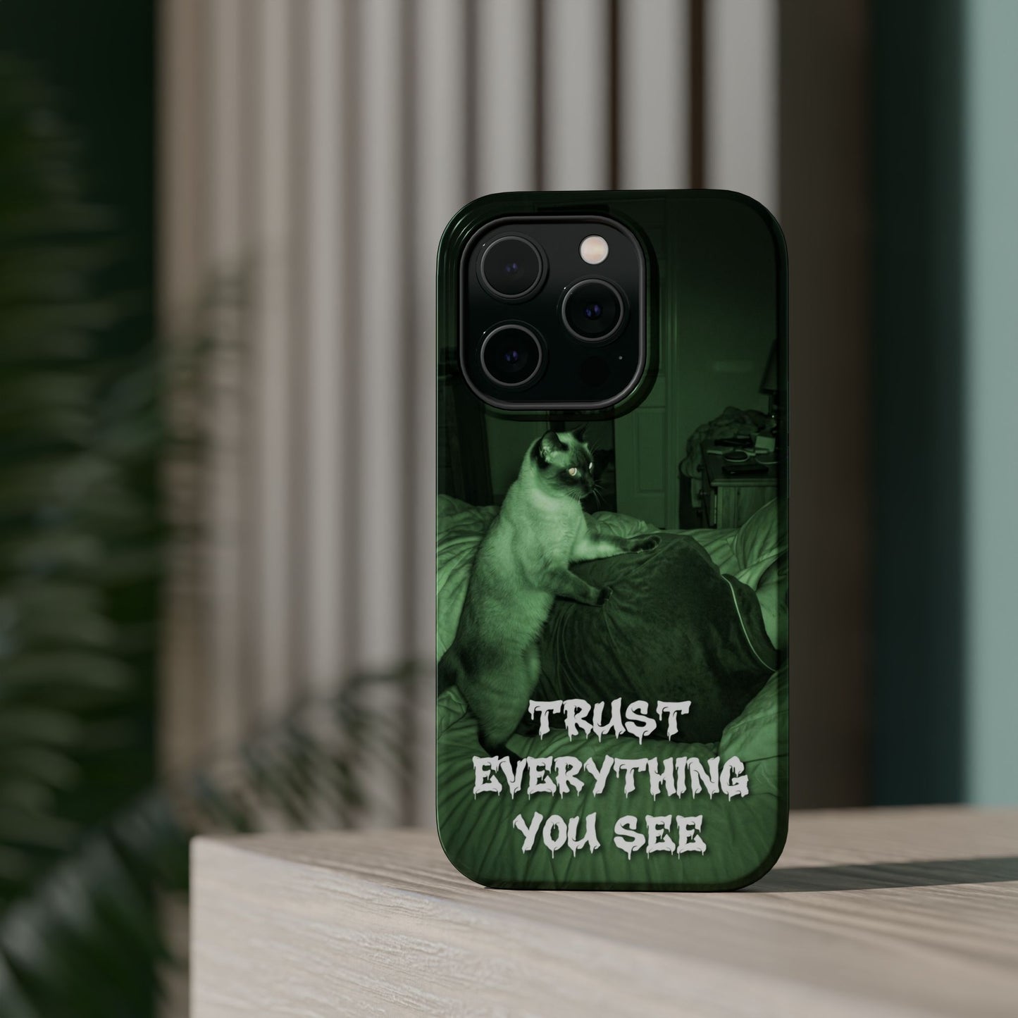 Phone Case 'Trust Everything You See' Green Dog Photo Magnetic Impact-Resistant Case