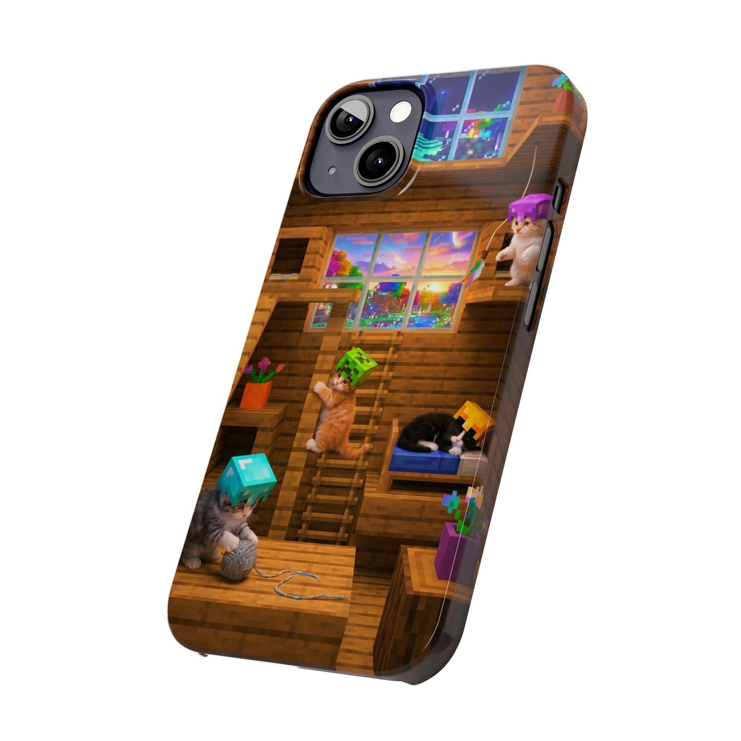 Minecraft Cozy Treehouse Slim Phone Case — Gamer Pixel Cabin Design