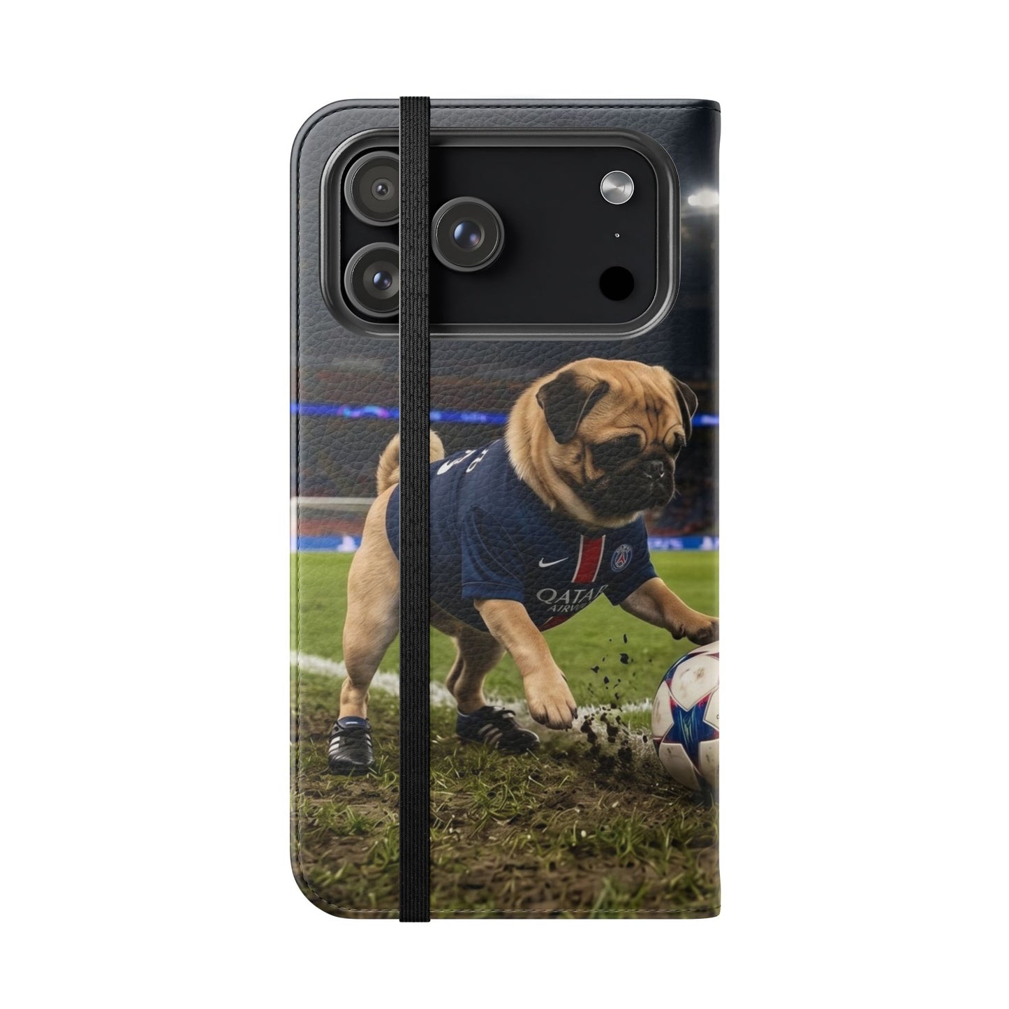 Flip Phone Case — Cute Soccer Pugs Design Wallet Cover