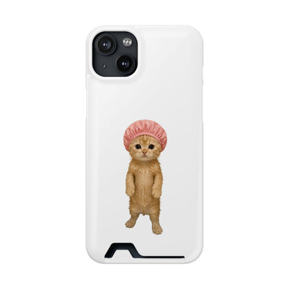 Cute Cat Shower Cap Phone Card Case