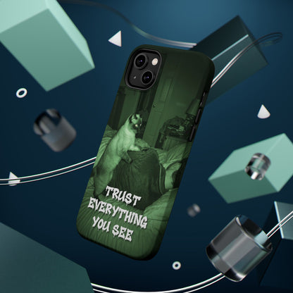 Phone Case 'Trust Everything You See' Green Dog Photo Magnetic Impact-Resistant Case