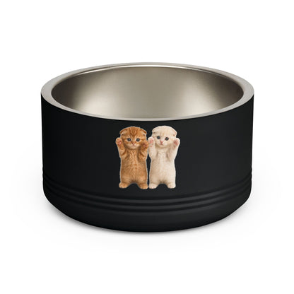 Cute Cat Kitten Pair 18oz Stainless Pet Bowl