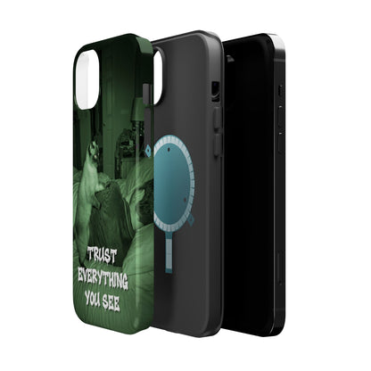 Phone Case 'Trust Everything You See' Green Dog Photo Magnetic Impact-Resistant Case