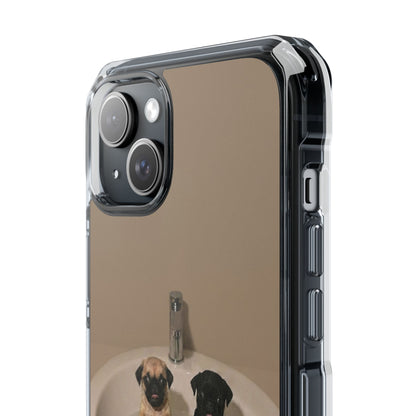 Clear Magnetic Phone Case – Cute Pups in Sink Photo Design