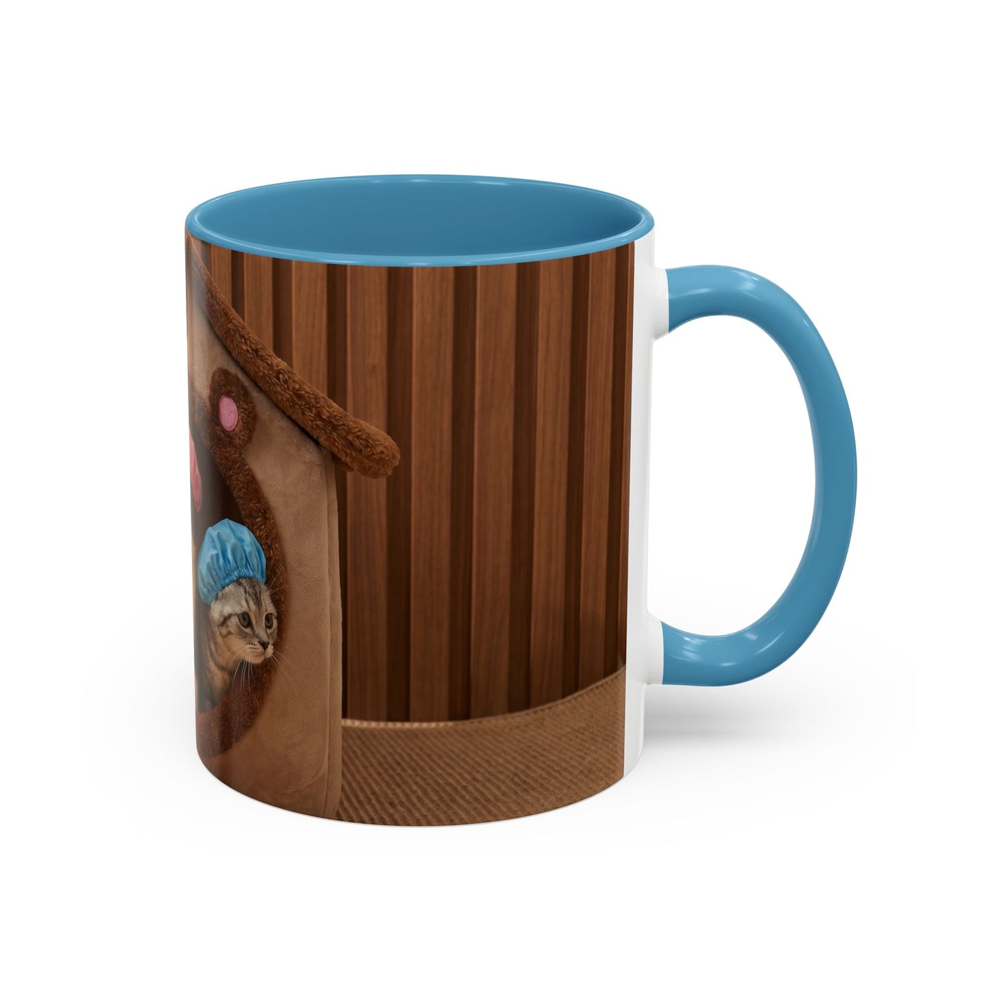 Cute Kittens in Shower Caps Accent Coffee Mug — Pink Interior 11/15oz