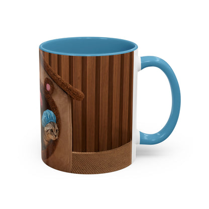 Cute Kittens in Shower Caps Accent Coffee Mug — Pink Interior 11/15oz
