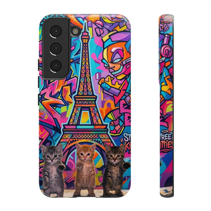 Cat Graffiti Eiffel Phone Case — Colorful Urban Parisian iPhone Cover