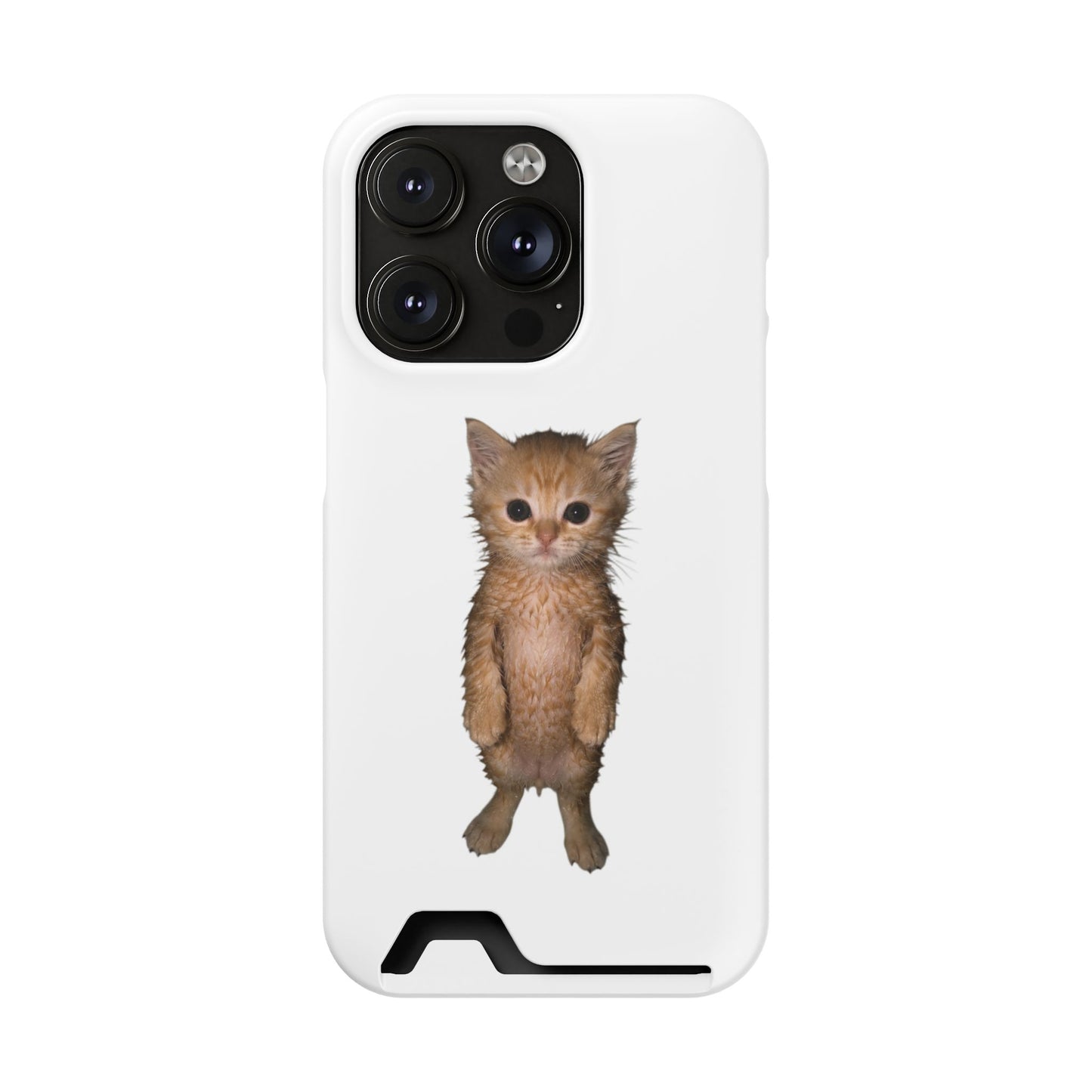 Cute Standing Kitten Phone Case with Card Holder