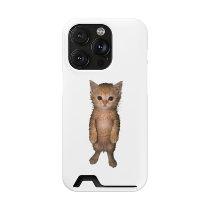 Cute Standing Kitten Phone Case with Card Holder