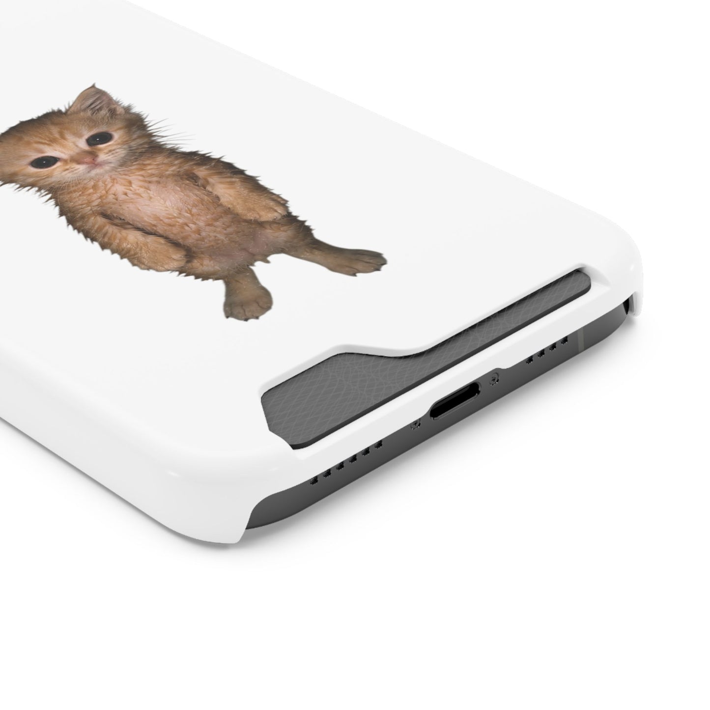 Cute Standing Kitten Phone Case with Card Holder