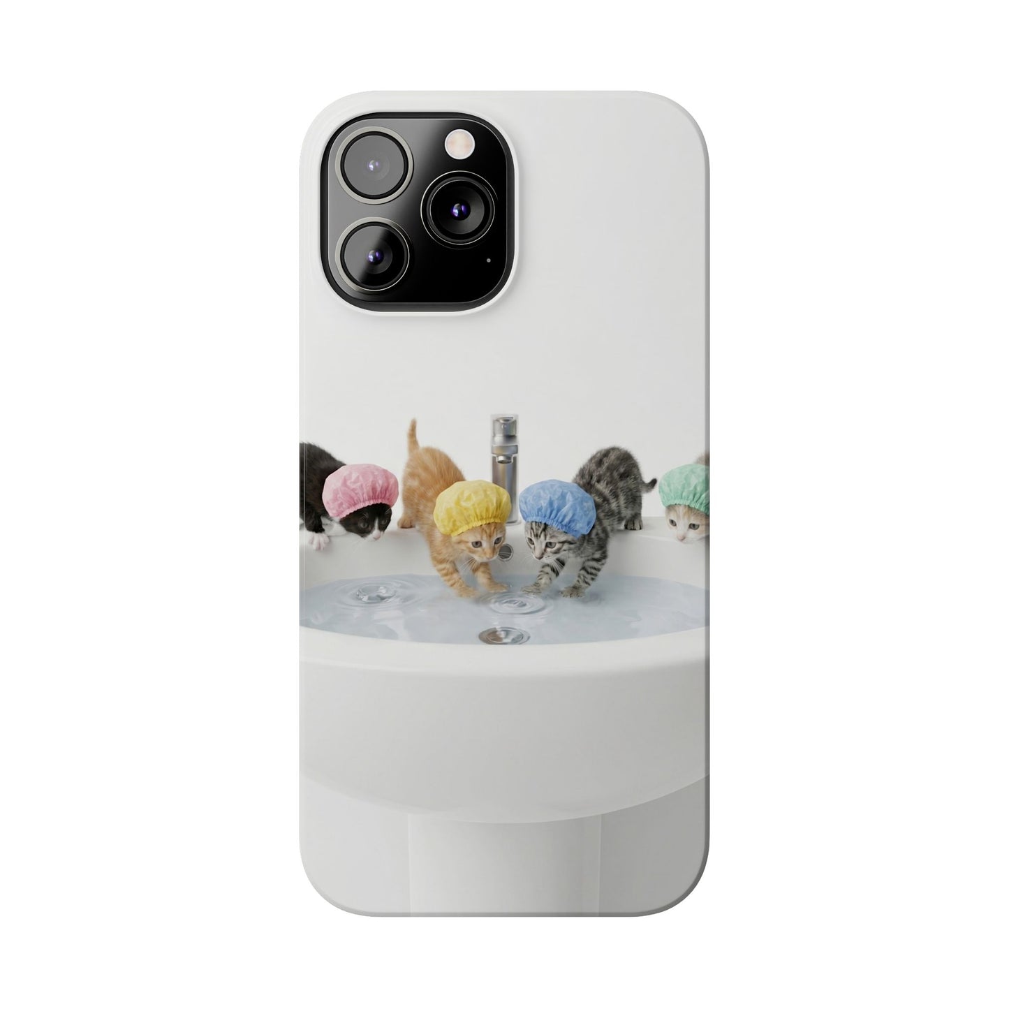 Slim Phone Case — Cute Kittens in Bathtub Design