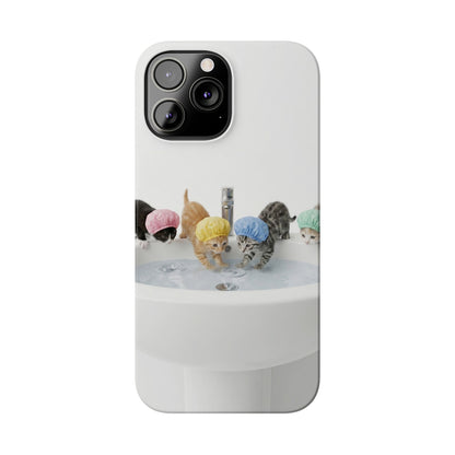 Slim Phone Case — Cute Kittens in Bathtub Design