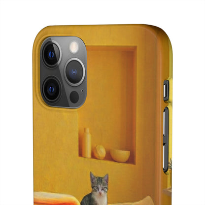 Cat Cozy Phone Case – Cute Kittens in Yellow Living Room Snap Case