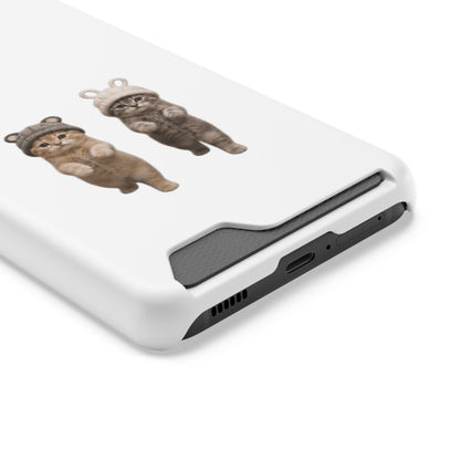 Kawaii Cats with Bear & Bunny  Cute Cat Duo Phone Card Case