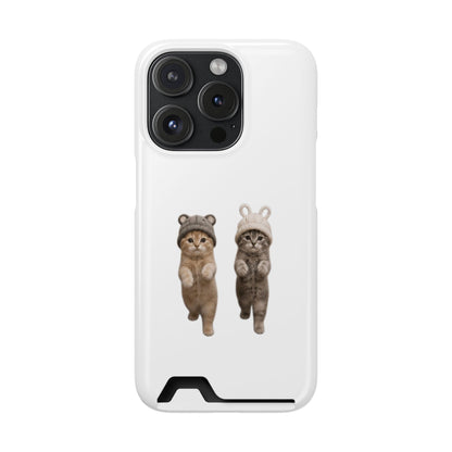 Kawaii Cats with Bear & Bunny  Cute Cat Duo Phone Card Case
