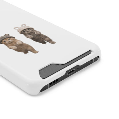 Kawaii Cats with Bear & Bunny  Cute Cat Duo Phone Card Case