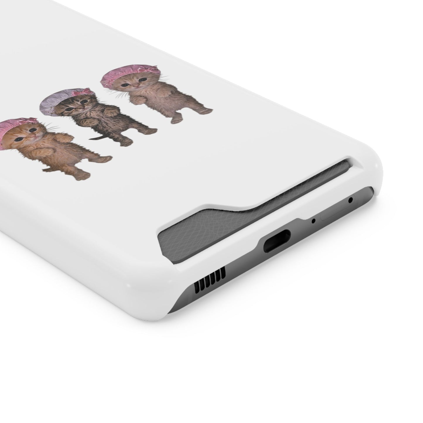 Cute Three Kittens Phone Case with Card Holder