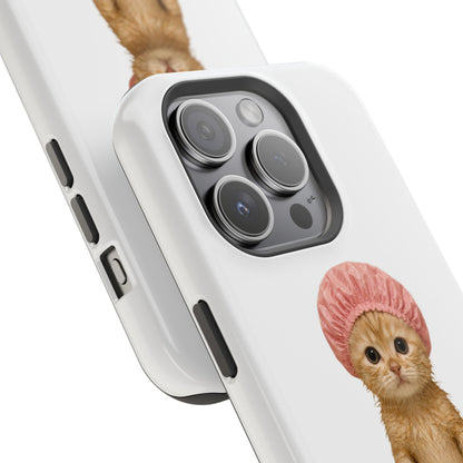 Cute Kitten in Shower Cap Magnetic Impact-Resistant Phone Case