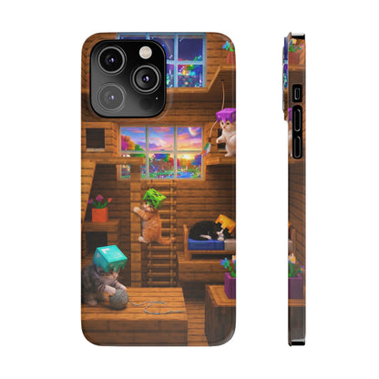 Minecraft Cozy Treehouse Slim Phone Case — Gamer Pixel Cabin Design