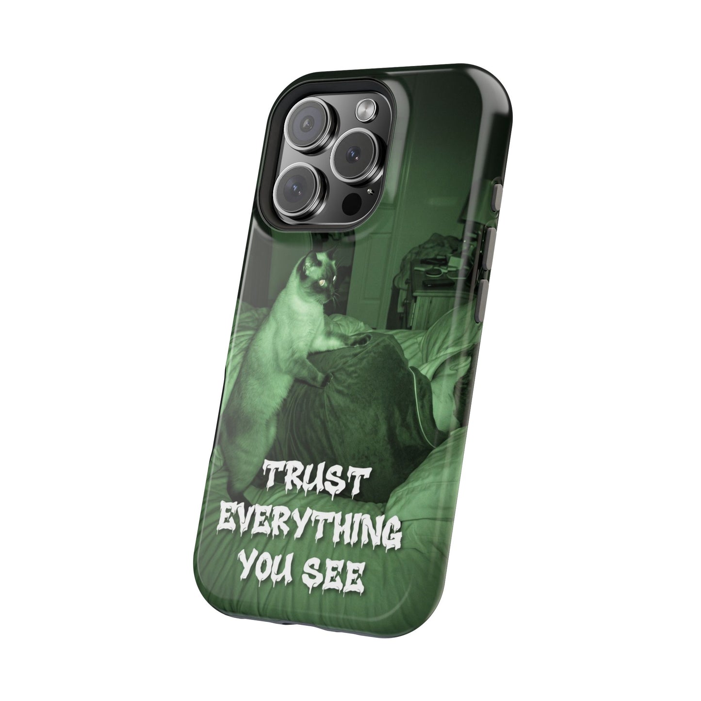 Phone Case 'Trust Everything You See' Green Dog Photo Magnetic Impact-Resistant Case