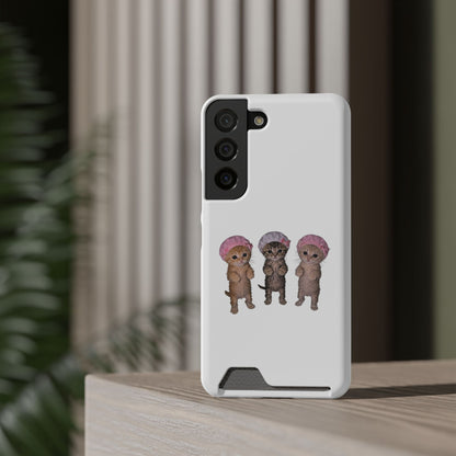 Cute Three Kittens Phone Case with Card Holder