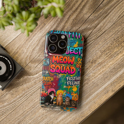 Meow Squad Graffiti Phone Case — Colorful Cat Crew Slim Case