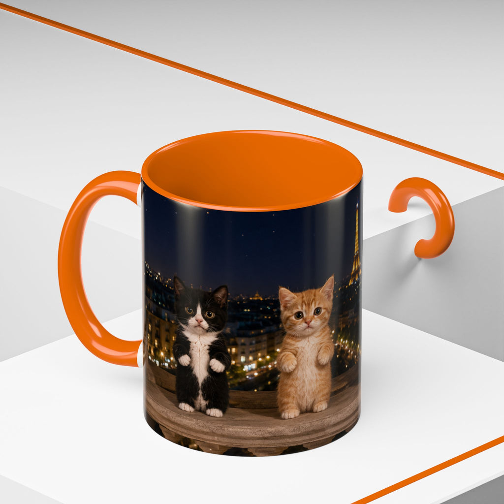 Paris Kittens Coffee Mug — Cute Cat Nightscape Accent Mug (11/15 oz)