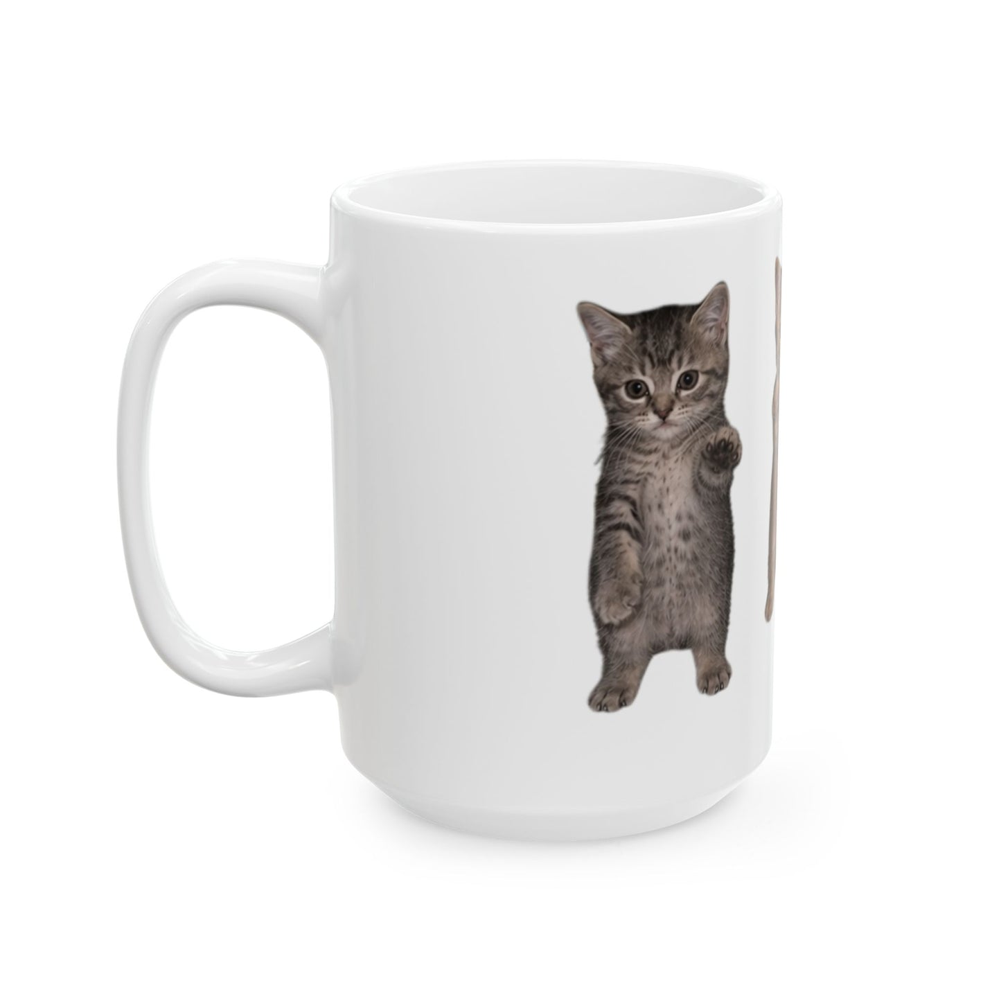 Cute Standing Trio Kittens Dancing Ceramic Mug  (11oz, 15oz)