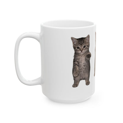 Cute Standing Trio Kittens Dancing Ceramic Mug  (11oz, 15oz)