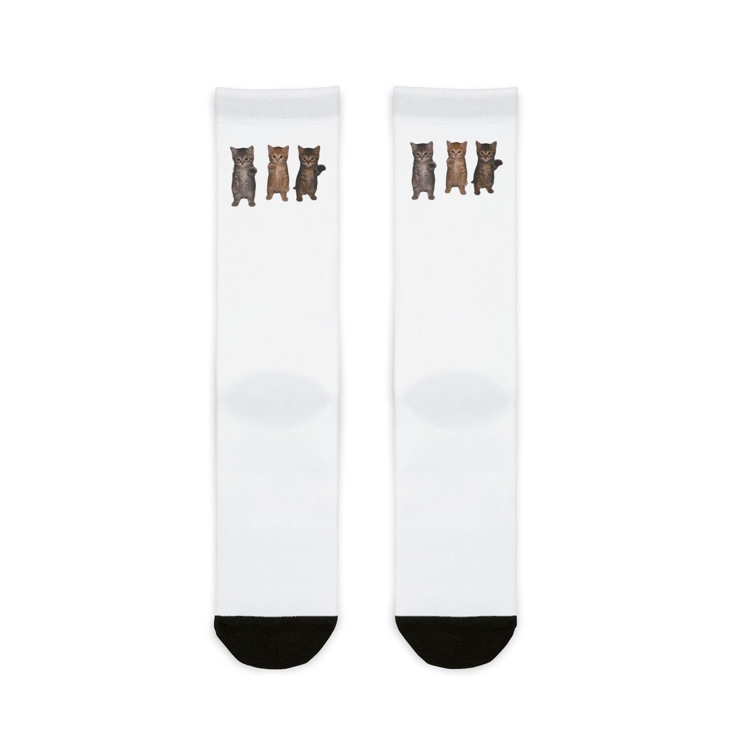 Cute Standing Trio Kittens Dancing Crew Socks