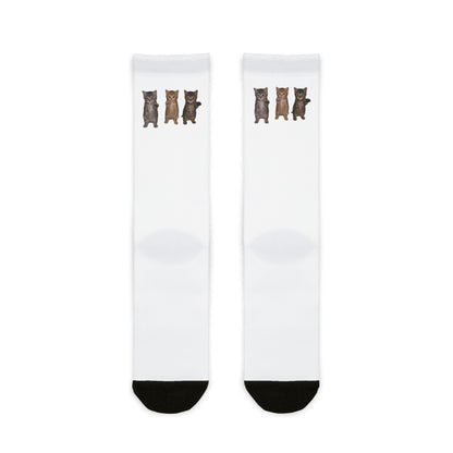 Cute Standing Trio Kittens Dancing Crew Socks