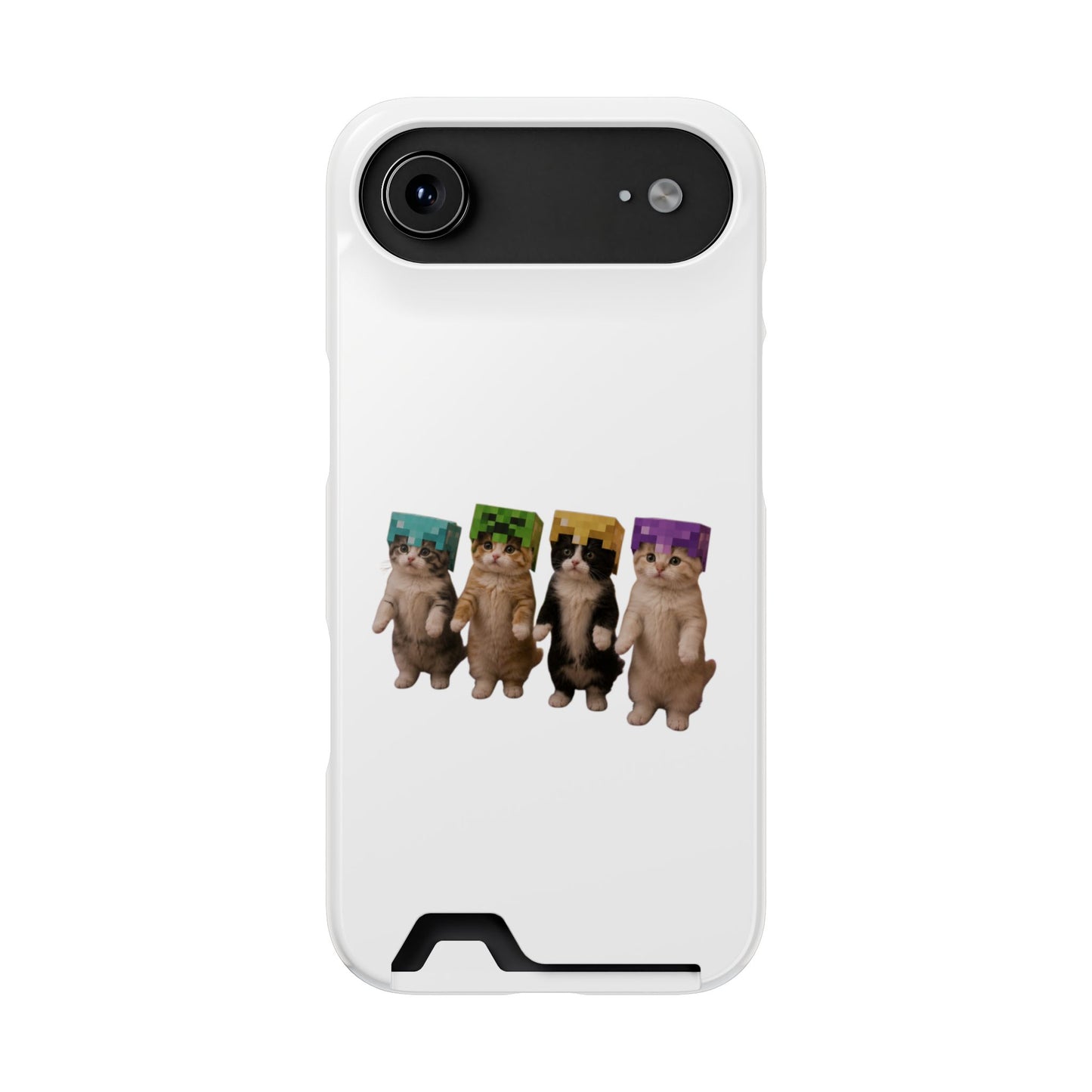 Minecraft Kittens Cat Phone Case with Card Holder
