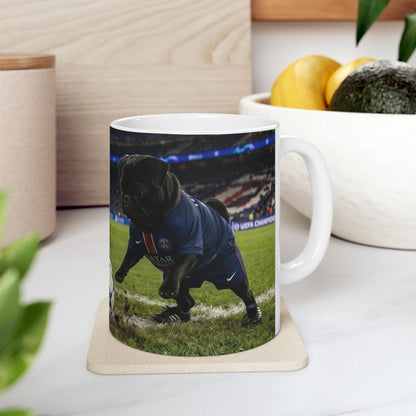 Soccer Pups Ceramic Mug — Cute Dogs Playing Football (11oz/15oz)