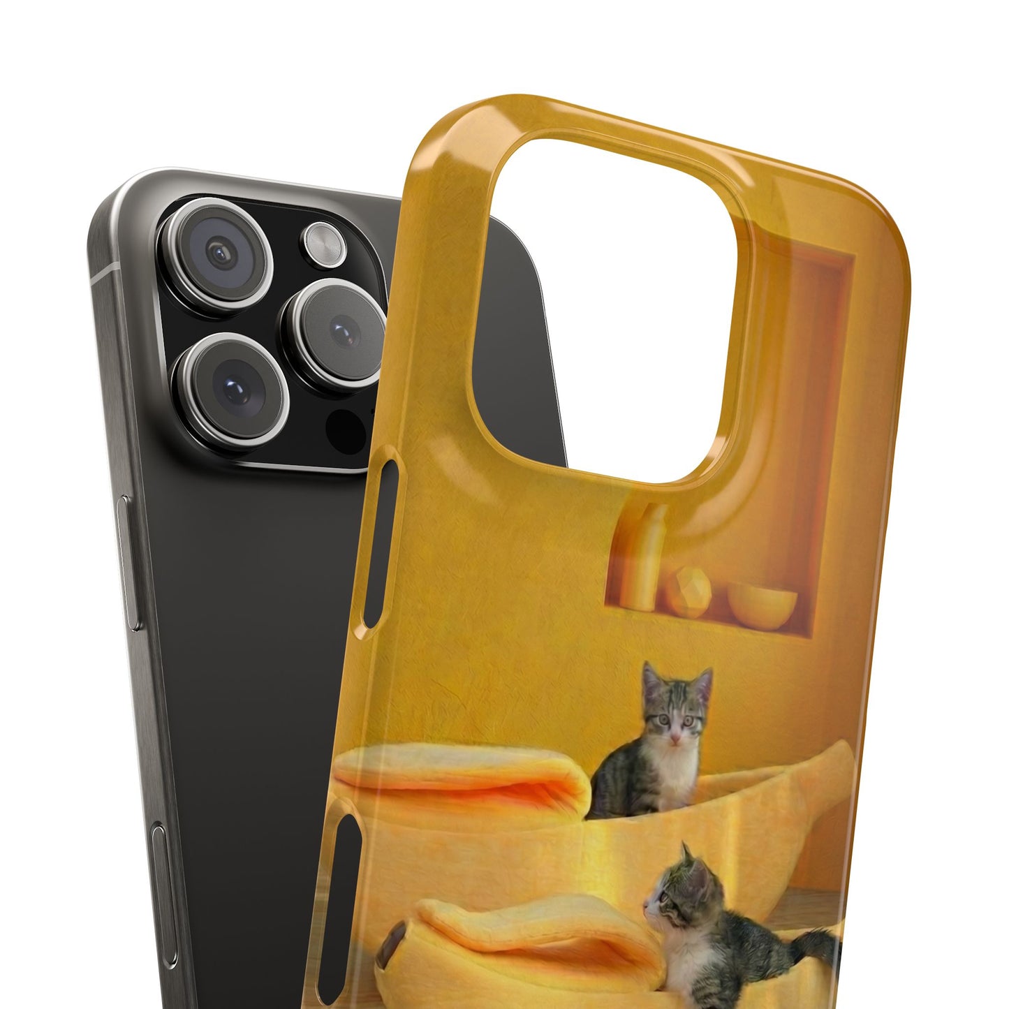 Cat Cozy Phone Case – Cute Kittens in Yellow Living Room Snap Case