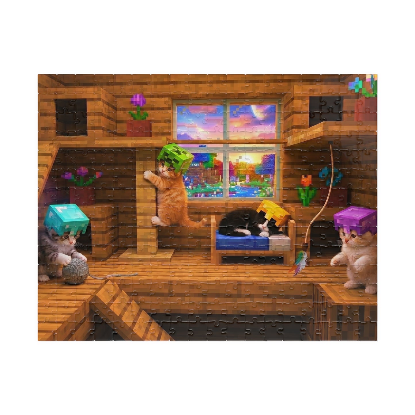 Cozy Cat Cabin Jigsaw Puzzle — Cute Cats in a Wooden Loft (110–1014 pcs)