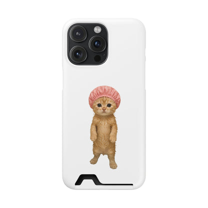 Cute Cat Shower Cap Phone Card Case