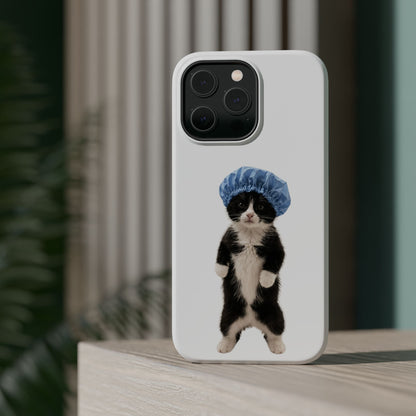 Cute Cat in Shower Cap Magnetic Impact-Resistant Phone Case
