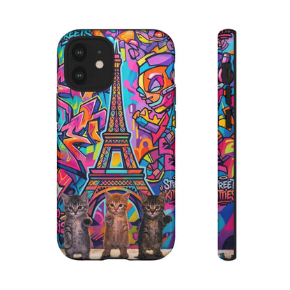Cat Graffiti Eiffel Phone Case — Colorful Urban Parisian iPhone Cover