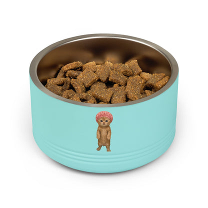 Cute Cat in Shower Cap Stainless Steel  Pet Bowl 18oz