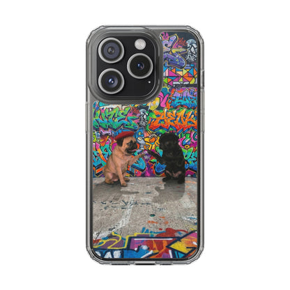 Clear Phone Case — Colorful Graffiti Pugs Design
