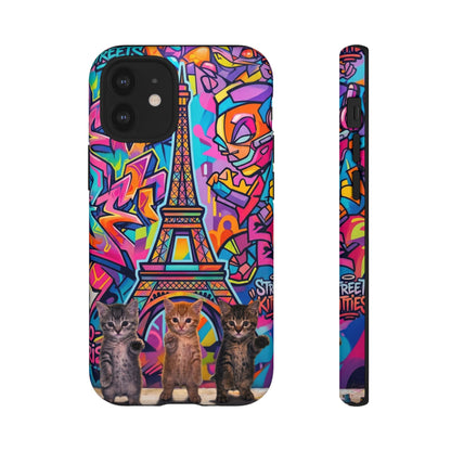 Cat Graffiti Eiffel Phone Case — Colorful Urban Parisian iPhone Cover