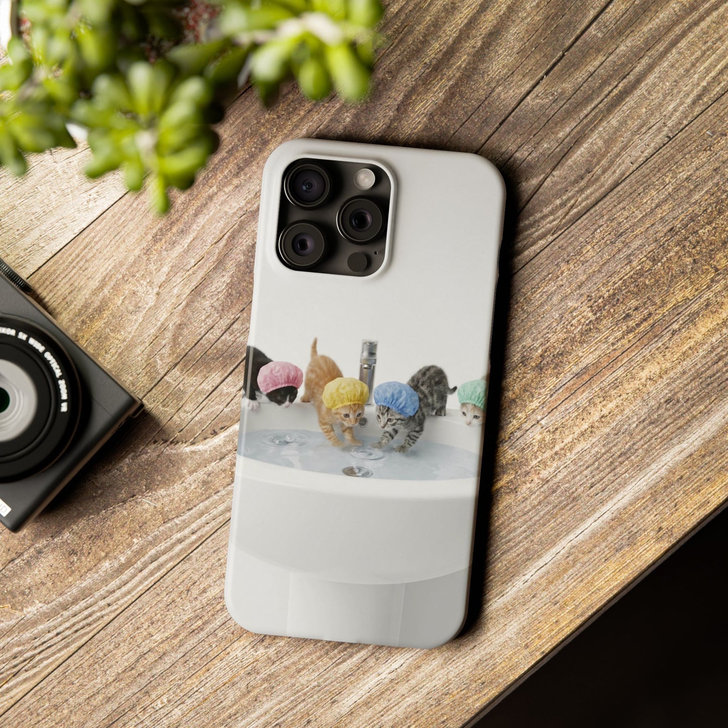 Slim Phone Case — Cute Kittens in Bathtub Design