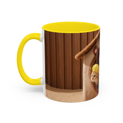 Cute Kittens in Shower Caps Accent Coffee Mug — Pink Interior 11/15oz