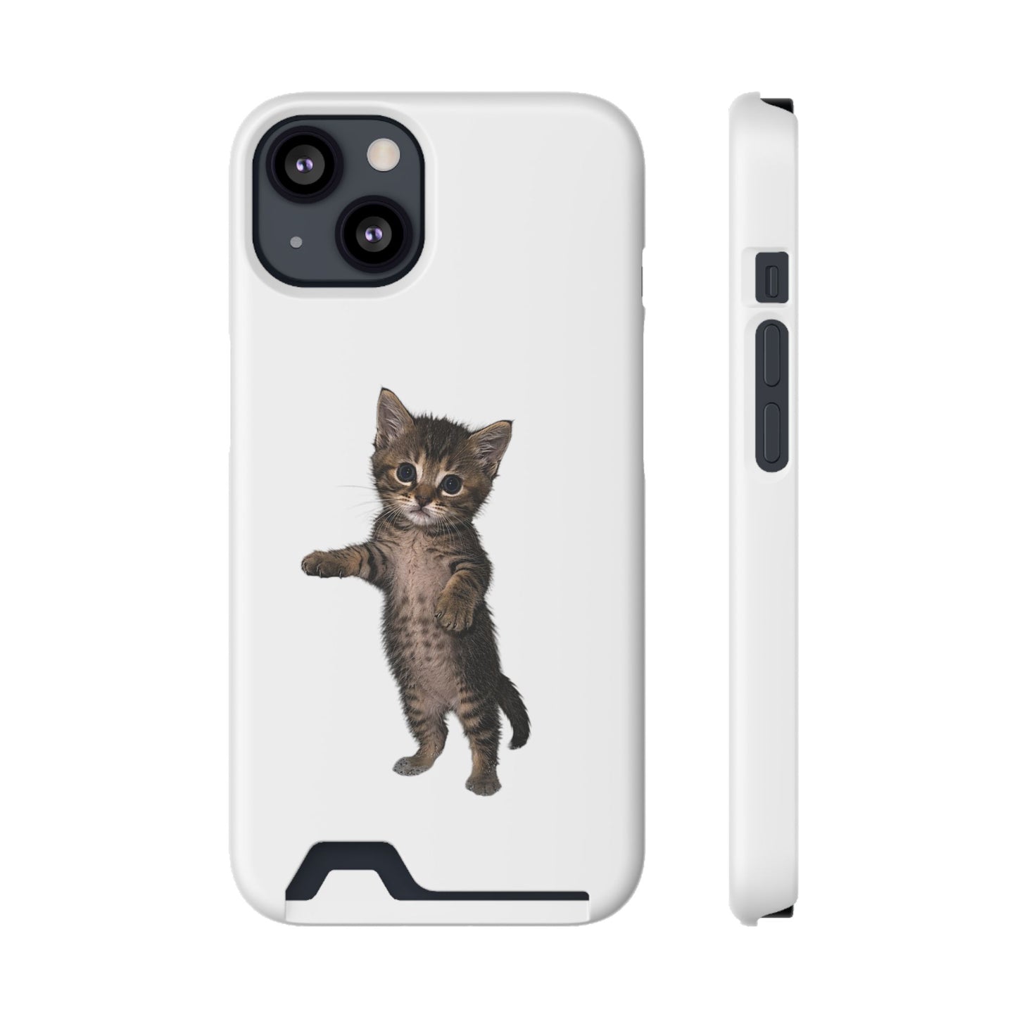 Cute Standing Kitten Phone Case with Card Holder